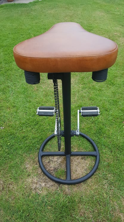 Pedal Tan Leather Bar Stool