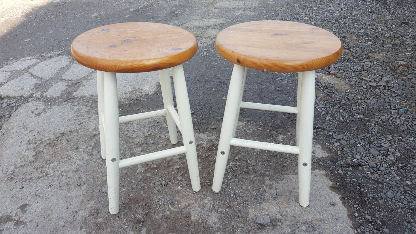 Pair Wooden Studio Stools