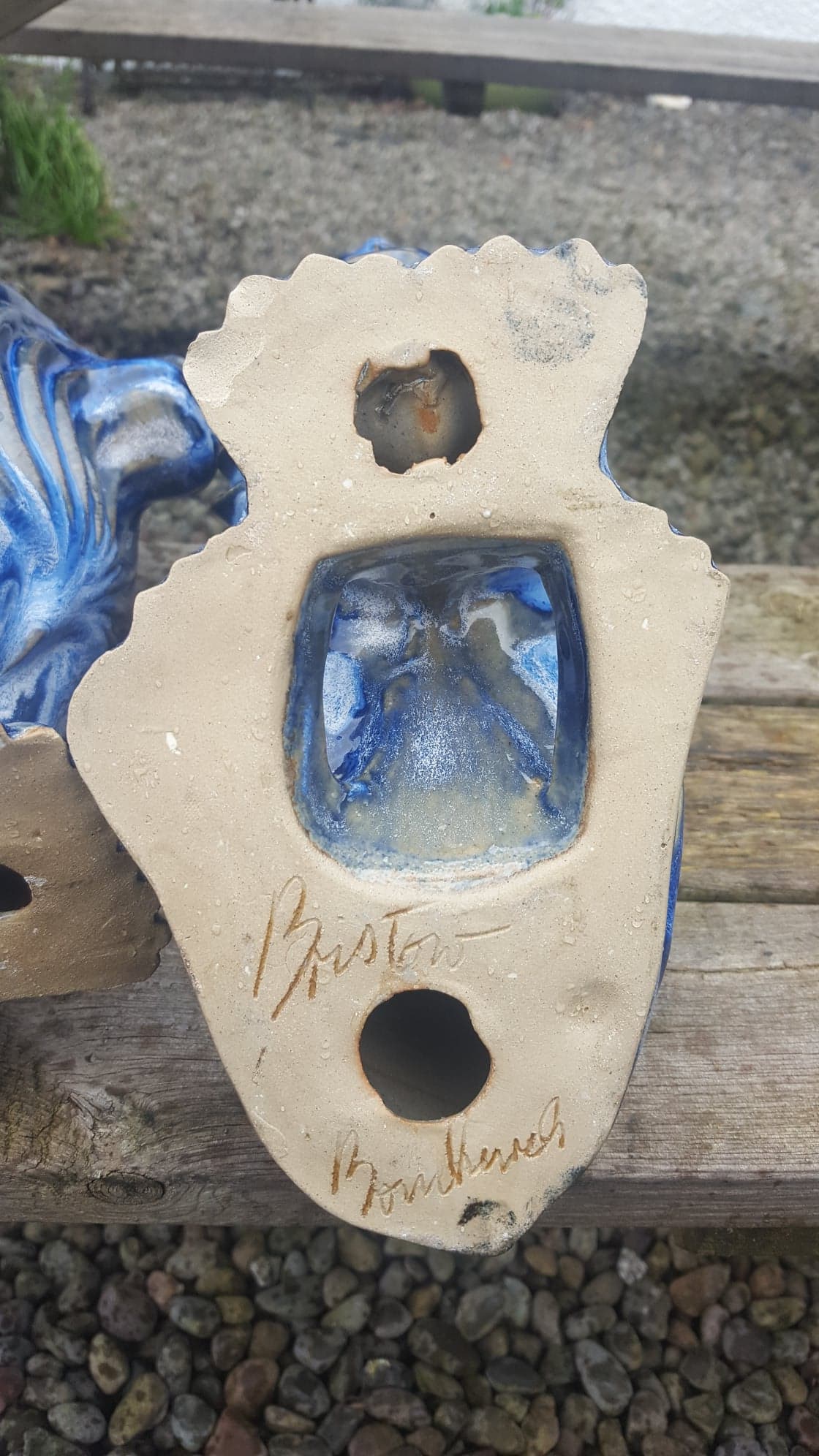 Pair 'Portmeirion' Ceramic Blue Lions