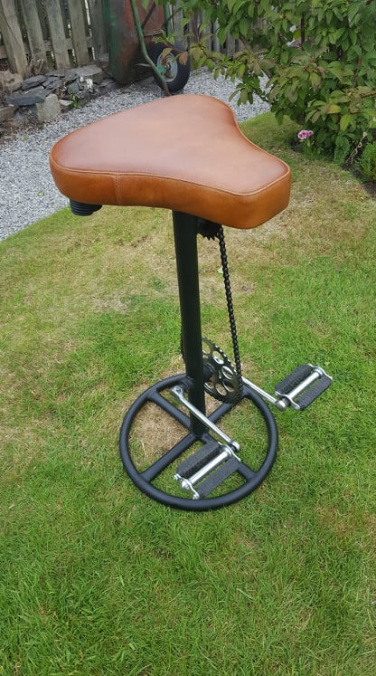 Pedal Tan Leather Bar Stool