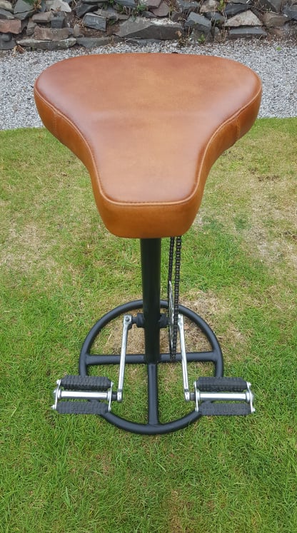 Pedal Tan Leather Bar Stool