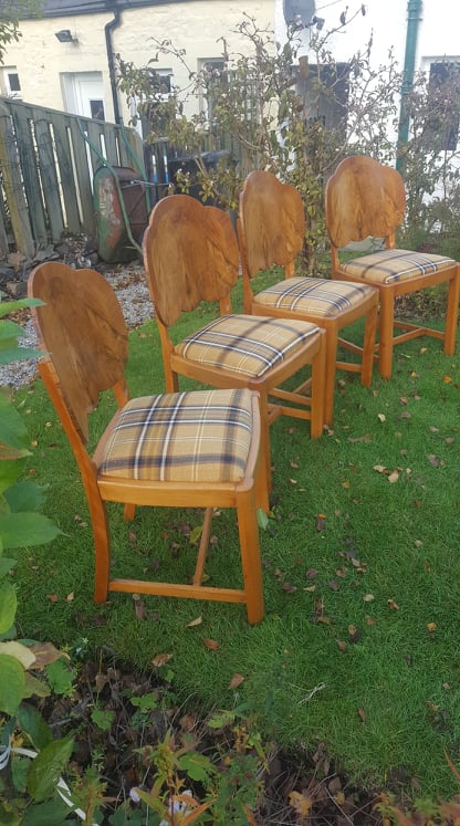 4 x "Bur-Walnut" Backed Dining Chairs