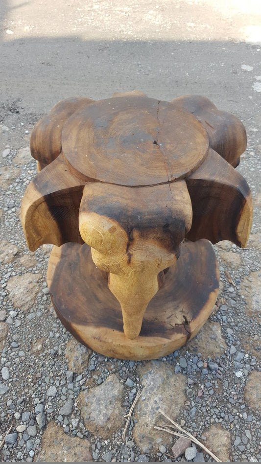 Indonesian Hand Carved Wooden Elephant Stand