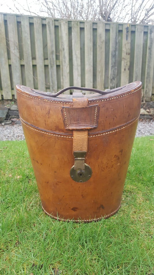 Leather Hat Box, Fitted Silk Interior