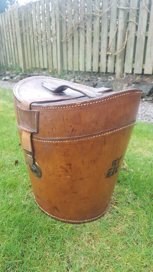 Leather Hat Box, Fitted Silk Interior