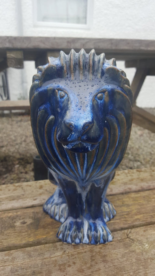 Pair 'Portmeirion' Ceramic Blue Lions