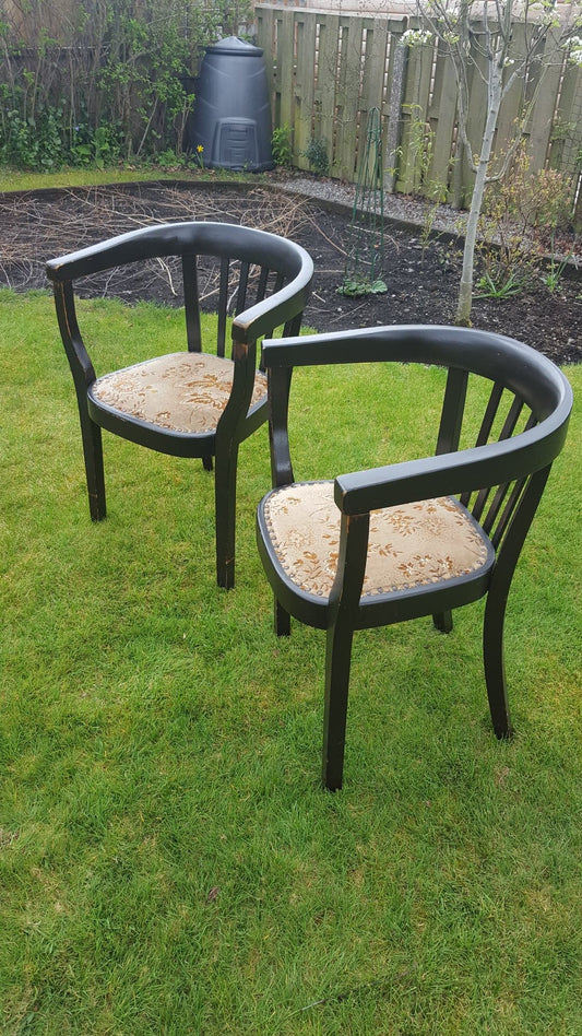 "Fischer" Ebonised Wooden Tub Chairs