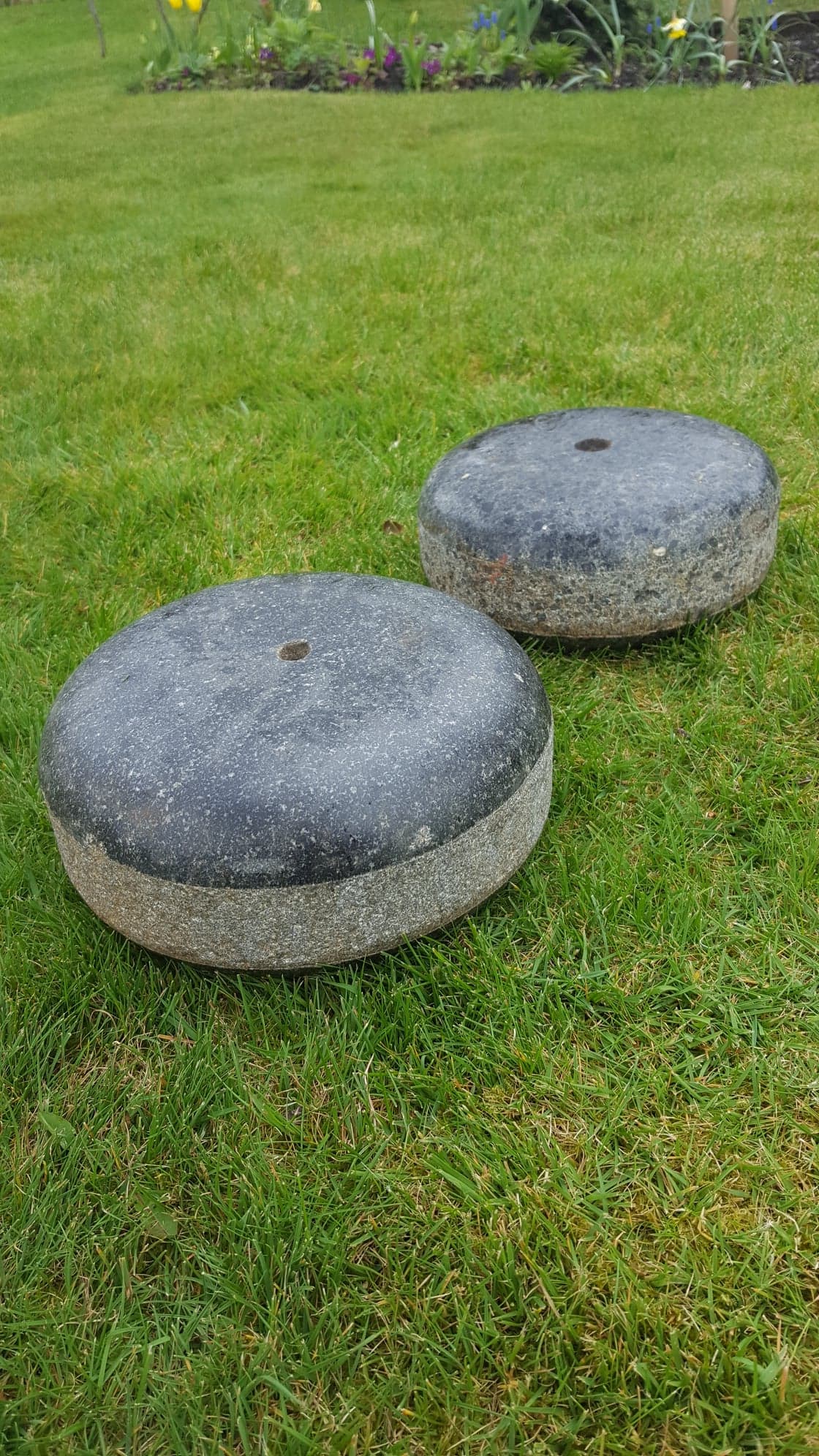 Pair Ailsa Craig Granite Curling stones shoovantiques